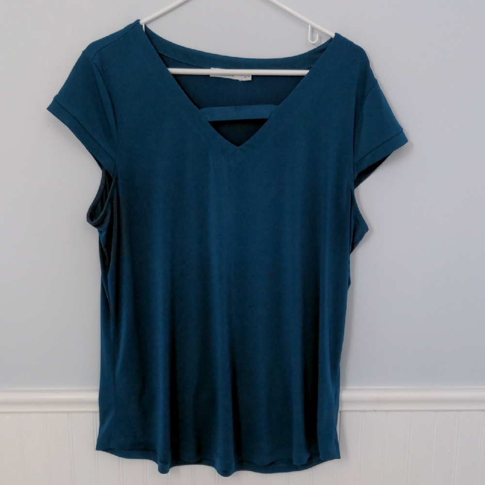 Ricki's Teal Short Sleeve V-Neck Top